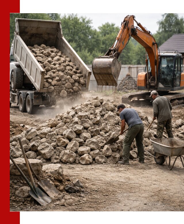 Доставка и разгрузка бутового камня в Шатуре