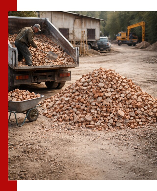 Доставка и подушка из боя кирпича с разгрузкой в Шатуре