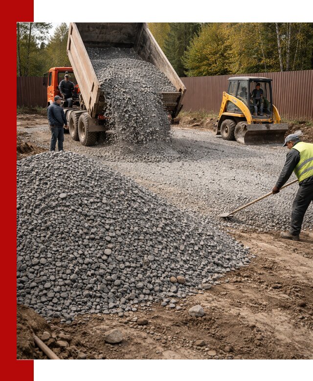 Отсыпка участка щебнем с доставкой и уплотнением в Шатуре